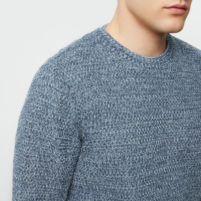Blue textured knit jumper